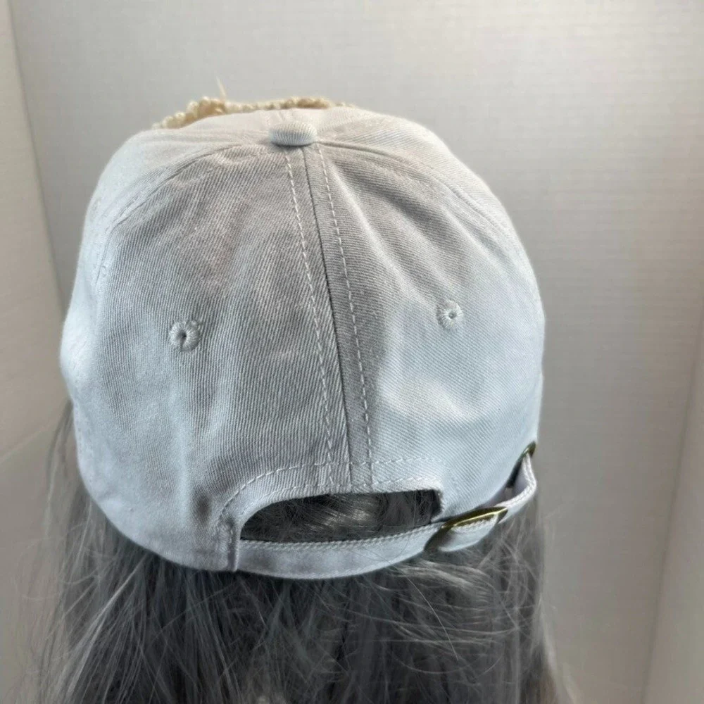 Hat Cap Strap Back Womens White Handmade Crochet Embellished Flower Streetwear